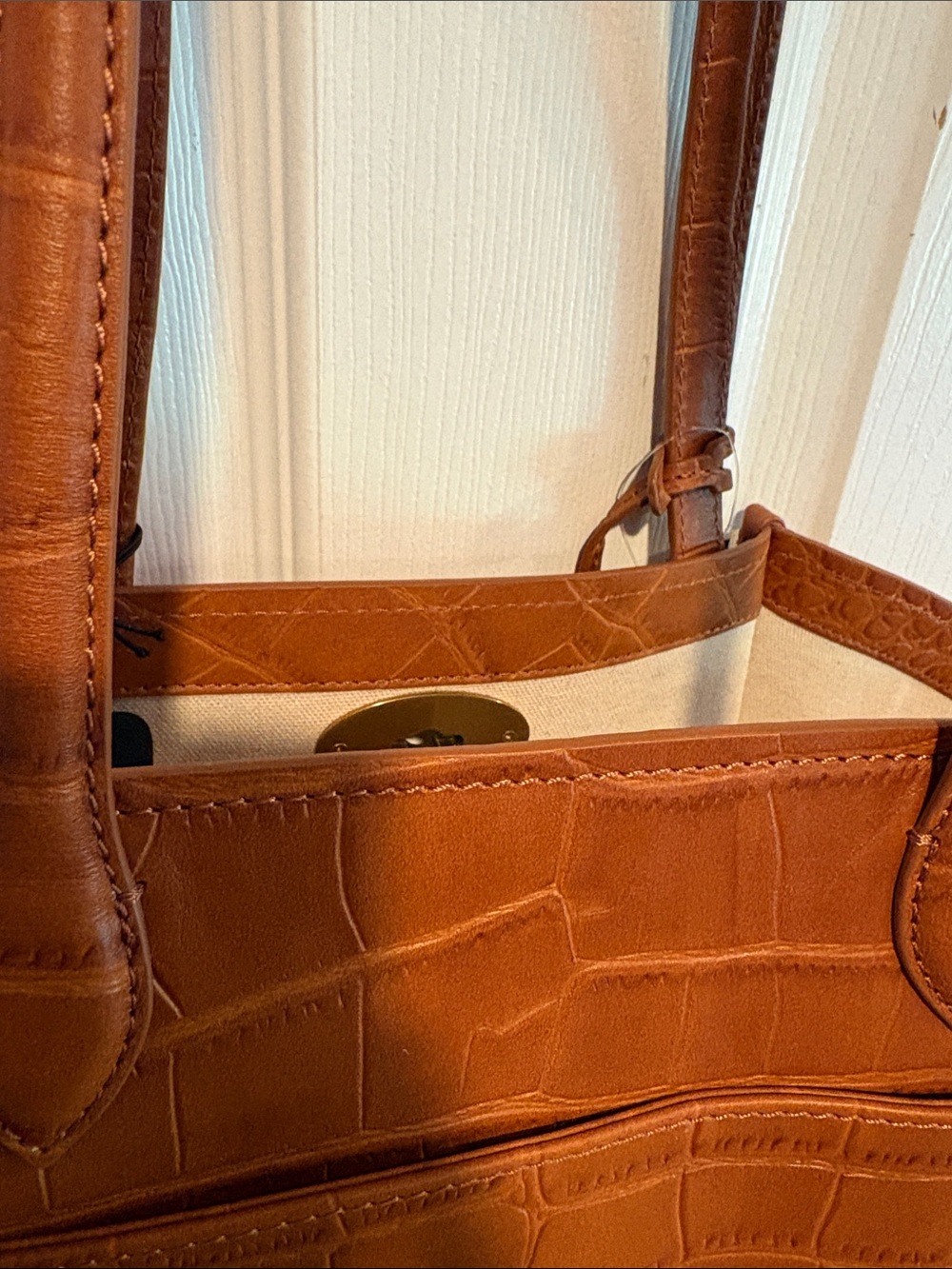 BNWT MARGOT Viral Cognac Croc-Embossed Leather Shoulder Bag Tote - Picture 15 of 16